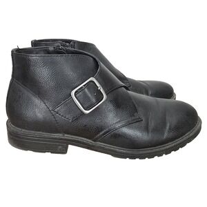 Frye Oliver Chukka Boots Mens 10 M Black Faux Lether Buckle Moto Monk Strap